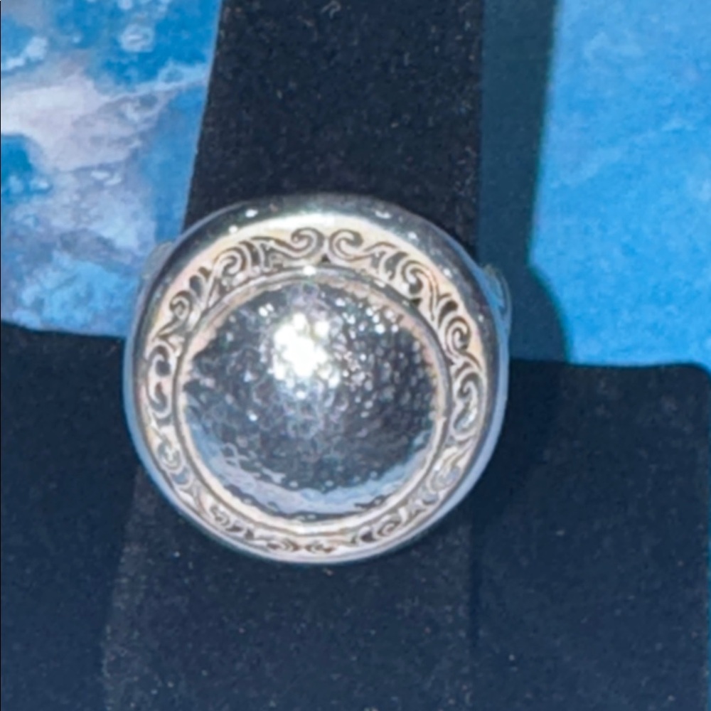 Silver Ae Hammered Dome Ring - image 8